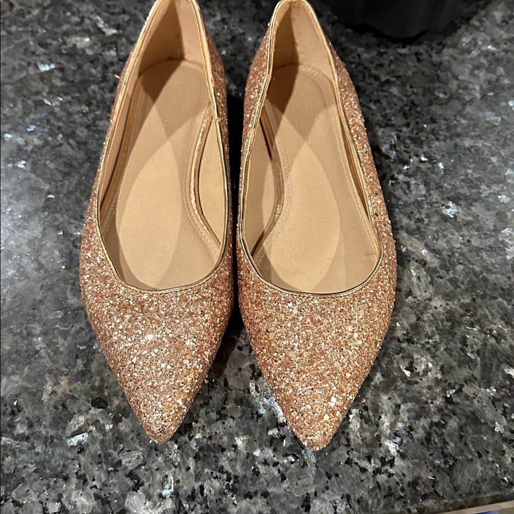 ASOS Rose Gold Glitter Flats - Picture 3 of 6